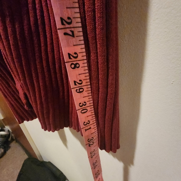 BLUE ASPHALT - Hooded Ribbed Duster Cardigan in Red, Size M - Picture 6 of 6